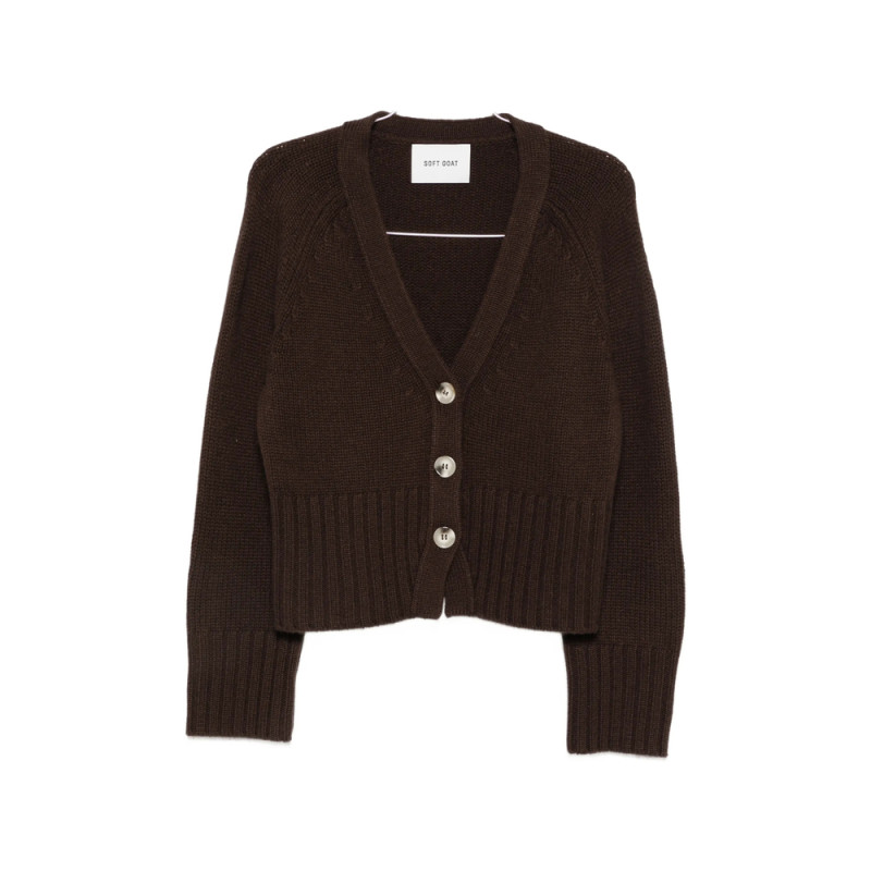 Soft Goat Ribbed-knit V-neck Cardigan