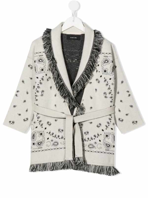 paisley-print fringed cardigan