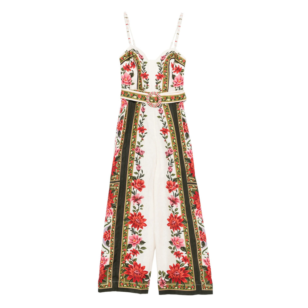 Farm Rio Floral Belted Jumpsuit