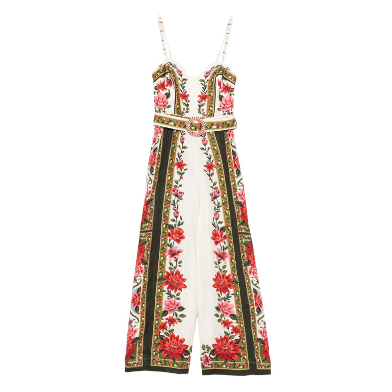 Farm Rio Floral Belted Jumpsuit