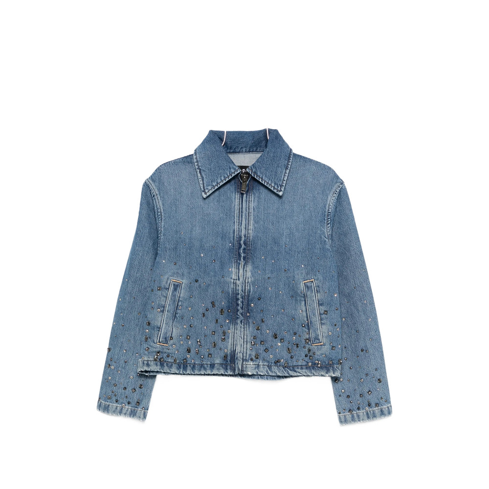 7 For All Mankind Embellished Zipped Denim Jacket