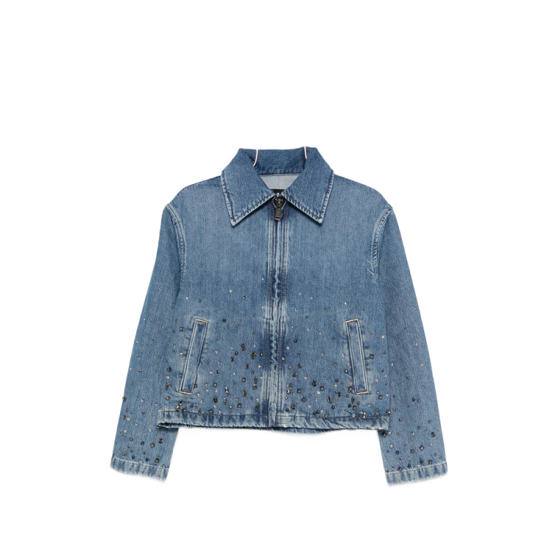 7 For All Mankind Embellished Zipped Denim Jacket