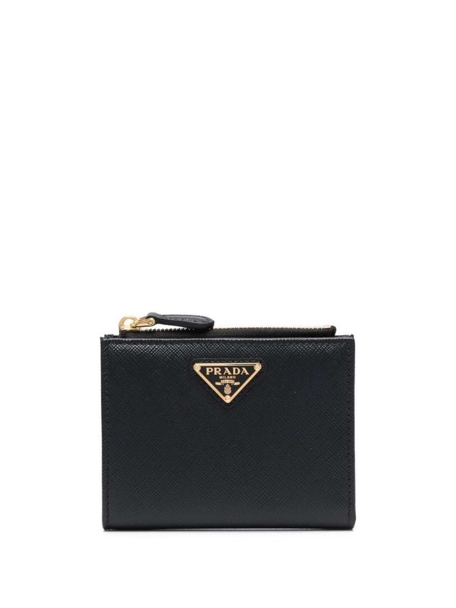 triangle-logo Saffiano leather wallet