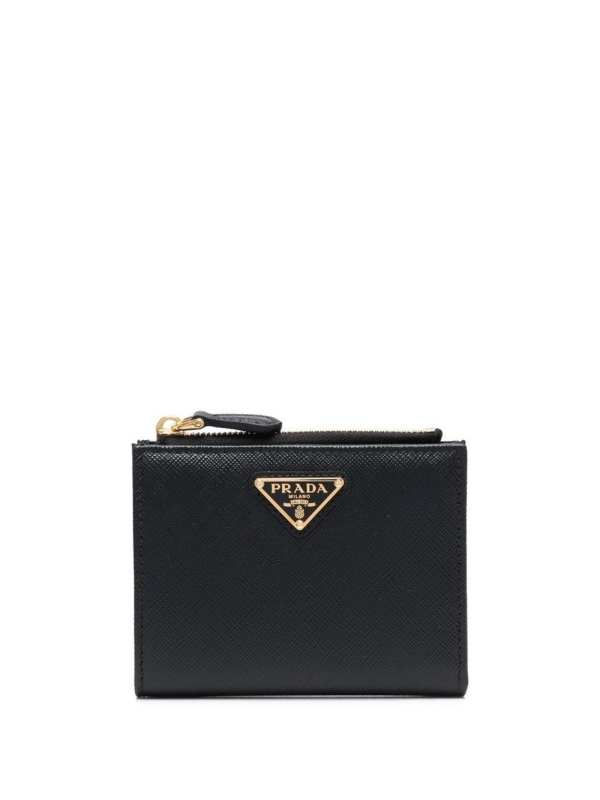 triangle-logo Saffiano leather wallet