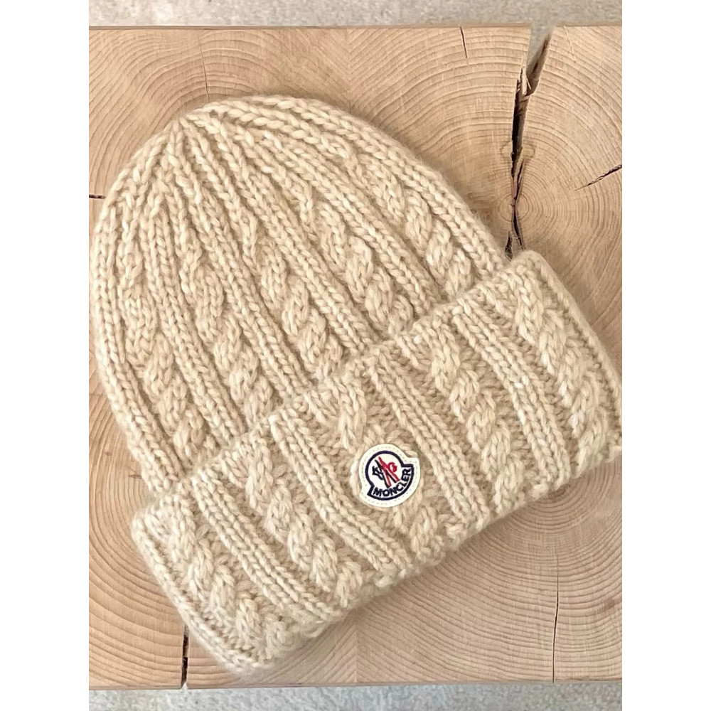 Moncler Cable Knit Wool Blend Beanie