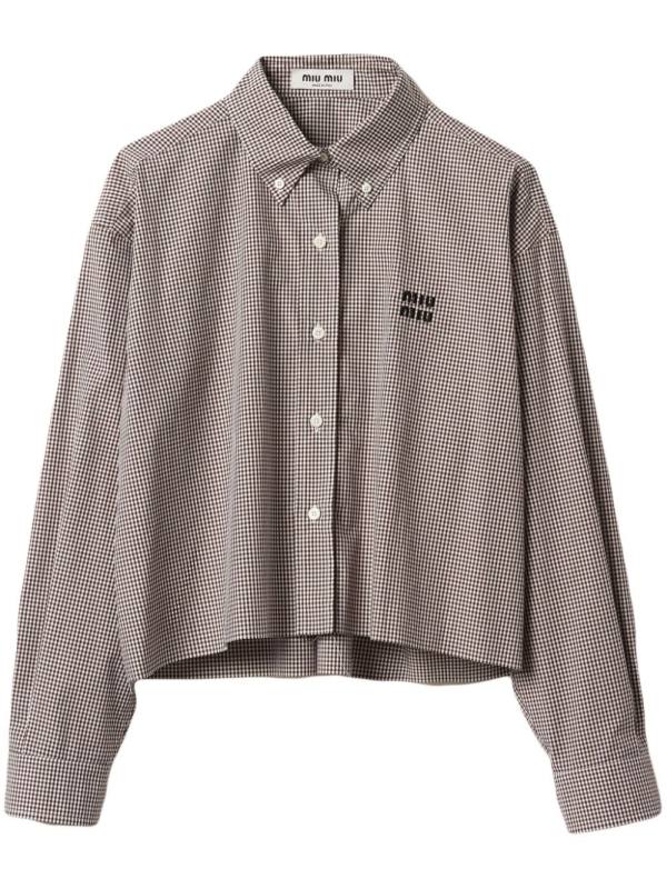 gingham cropped cotton shirt
