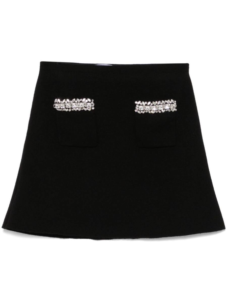 knitted embellished mini skirt