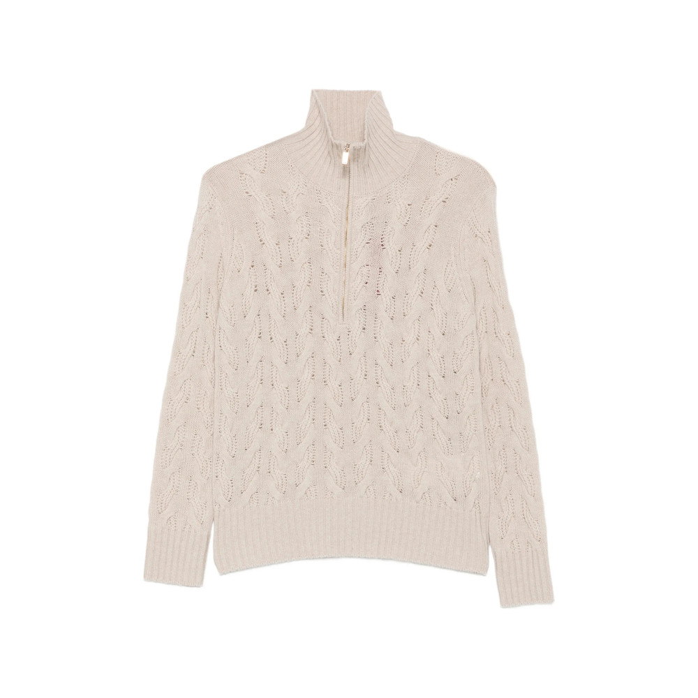 Max Mara Studio Cable-knit Quarter-zip Sweater