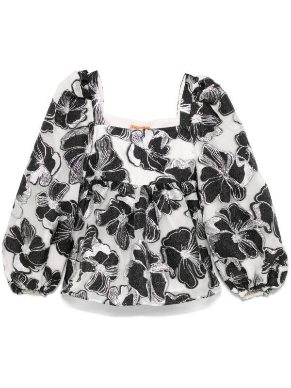 Anemone-jacquard square-neck top