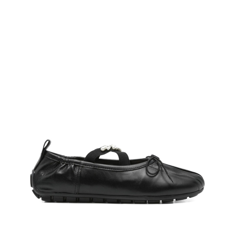 Simone Rocha Jewel-embellished Leather Ballet Flats