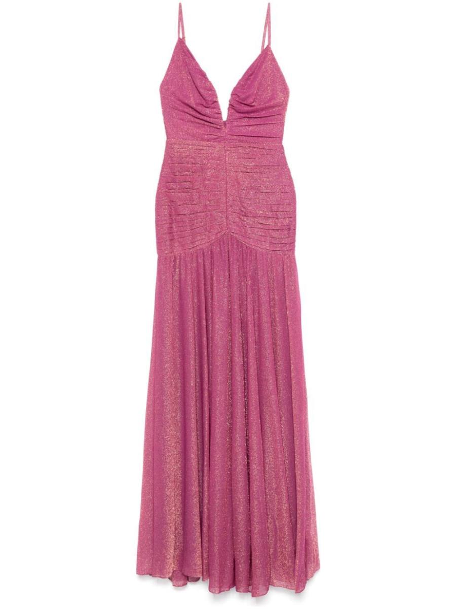 metallic plunge maxi dress