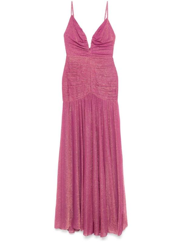 metallic plunge maxi dress