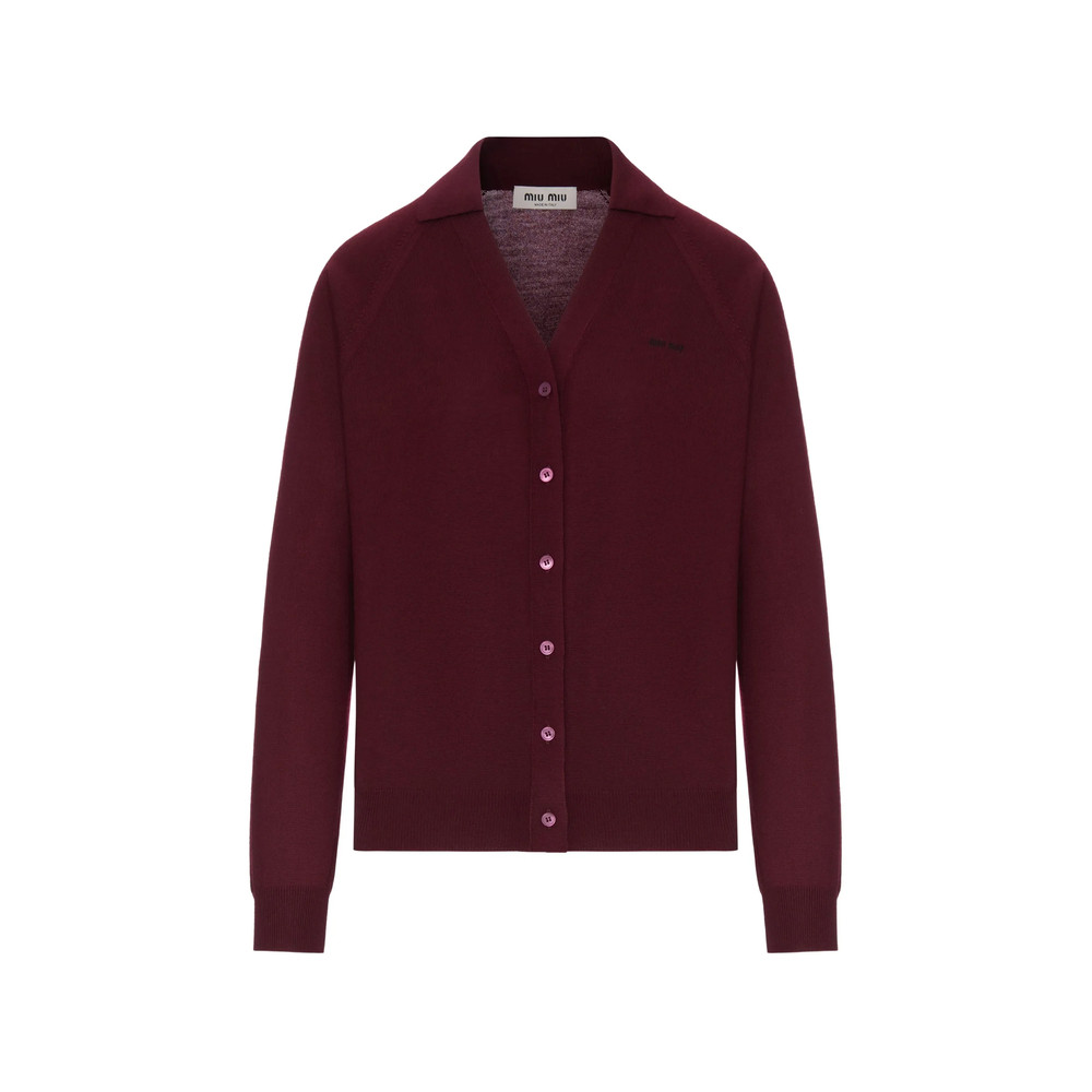 Miu Miu Logo-embroidered Wool Cardigan