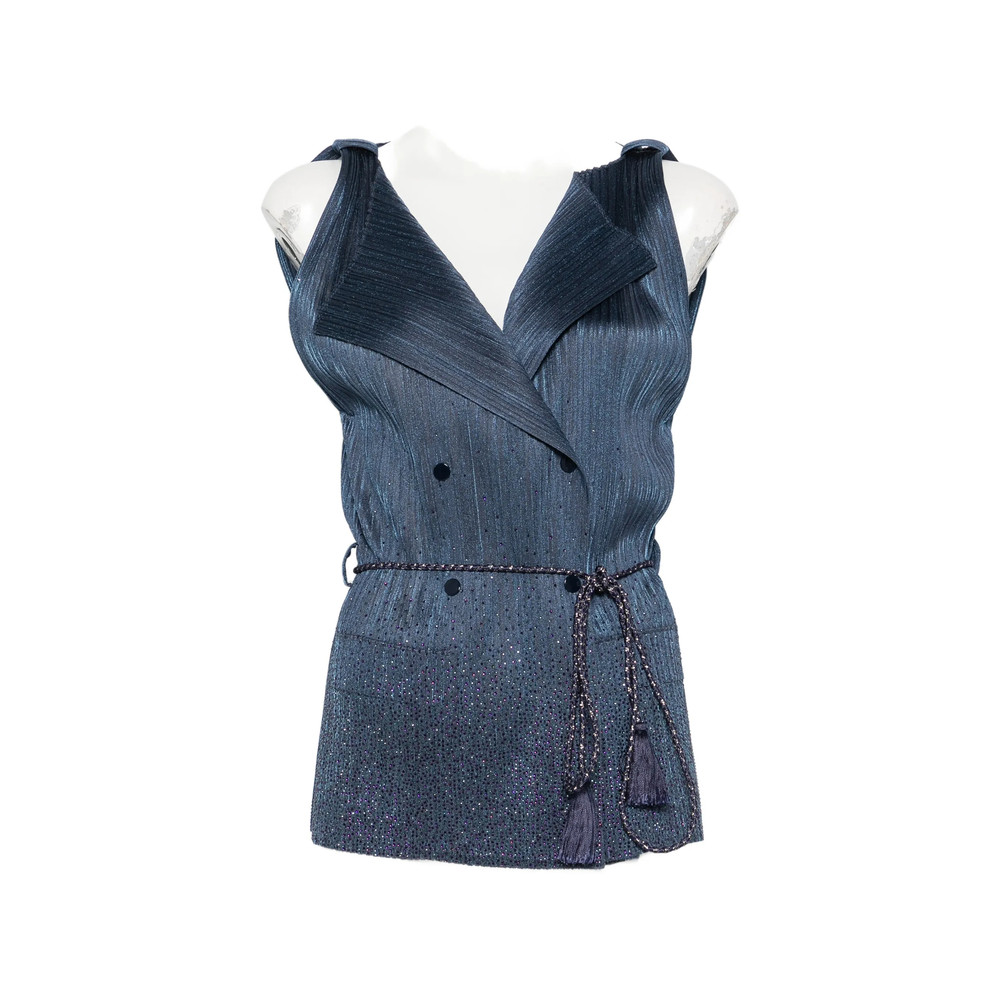 Giorgio Armani Plissé-effect Double-breasted Vest