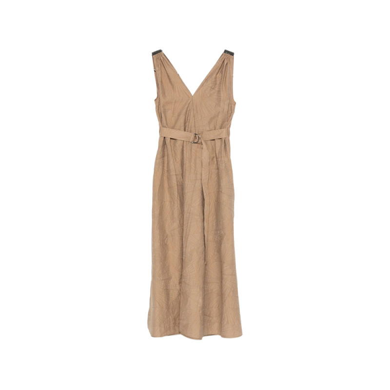 Brunello Cucinelli V-neck Belted Midi Dress
