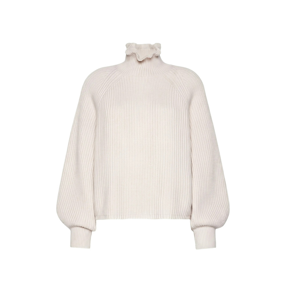 Max Mara Ruffled-trim Ribbed-knit Sweater