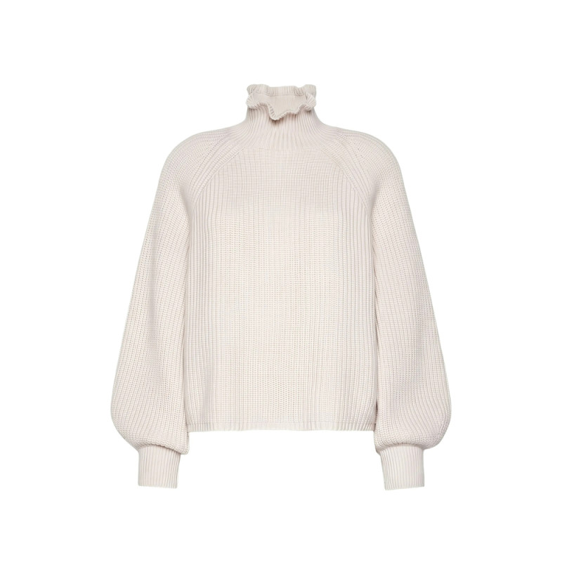 Max Mara Ruffled-trim Ribbed-knit Sweater