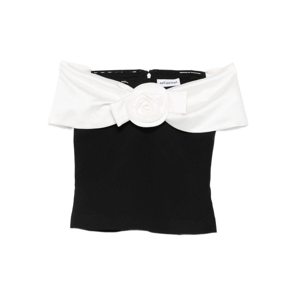 Self-portrait Crepe Off-shoulder Top