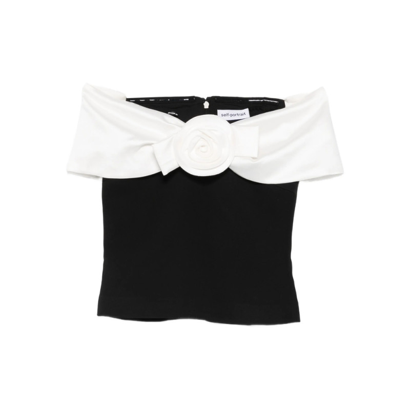 Self-portrait Crepe Off-shoulder Top