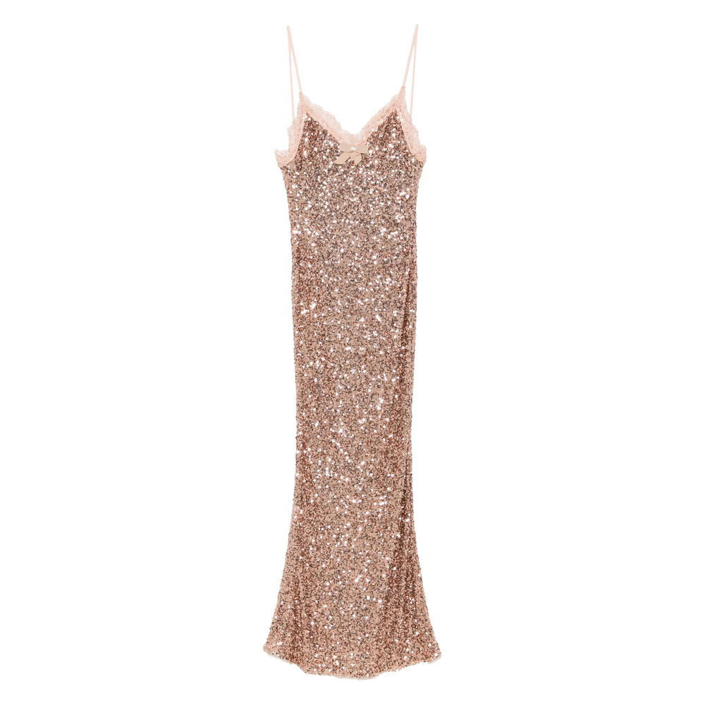 Elisabetta Franchi Lace-trim Sequinned Maxi Dress