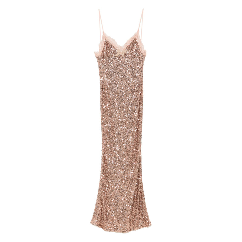 Elisabetta Franchi Lace-trim Sequinned Maxi Dress