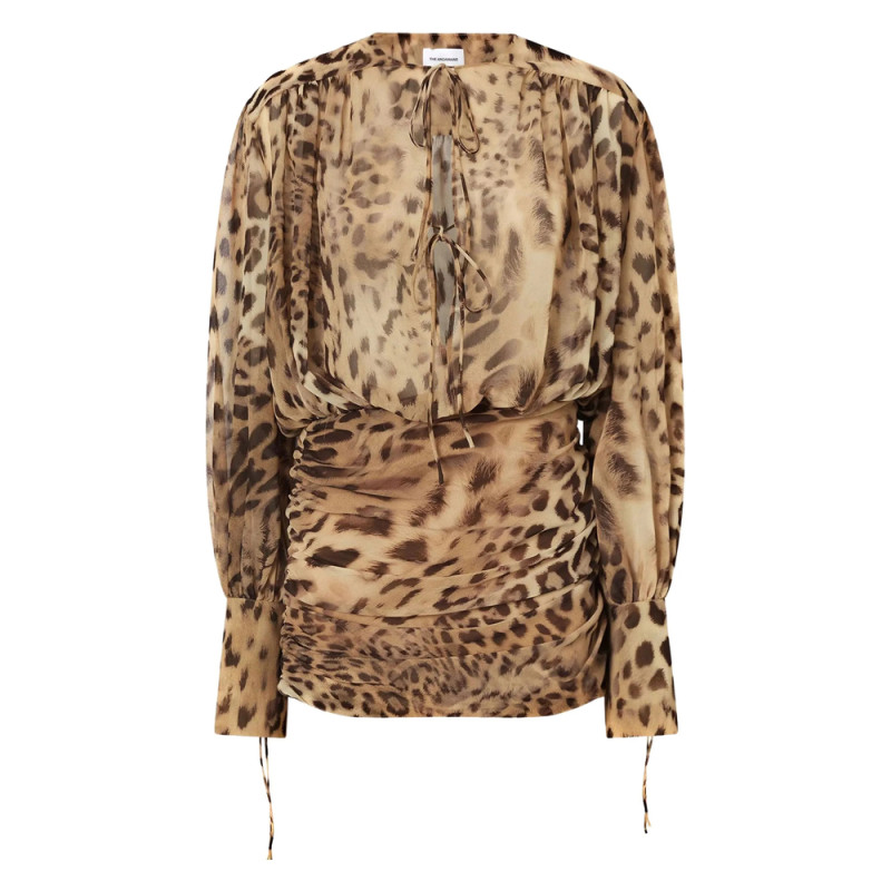 The Andamane Lace-up Animal-print Mini Dress