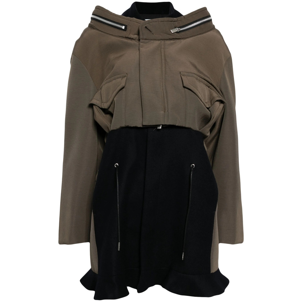 Sacai Grosgrain Bonding X Wool Melton Dress