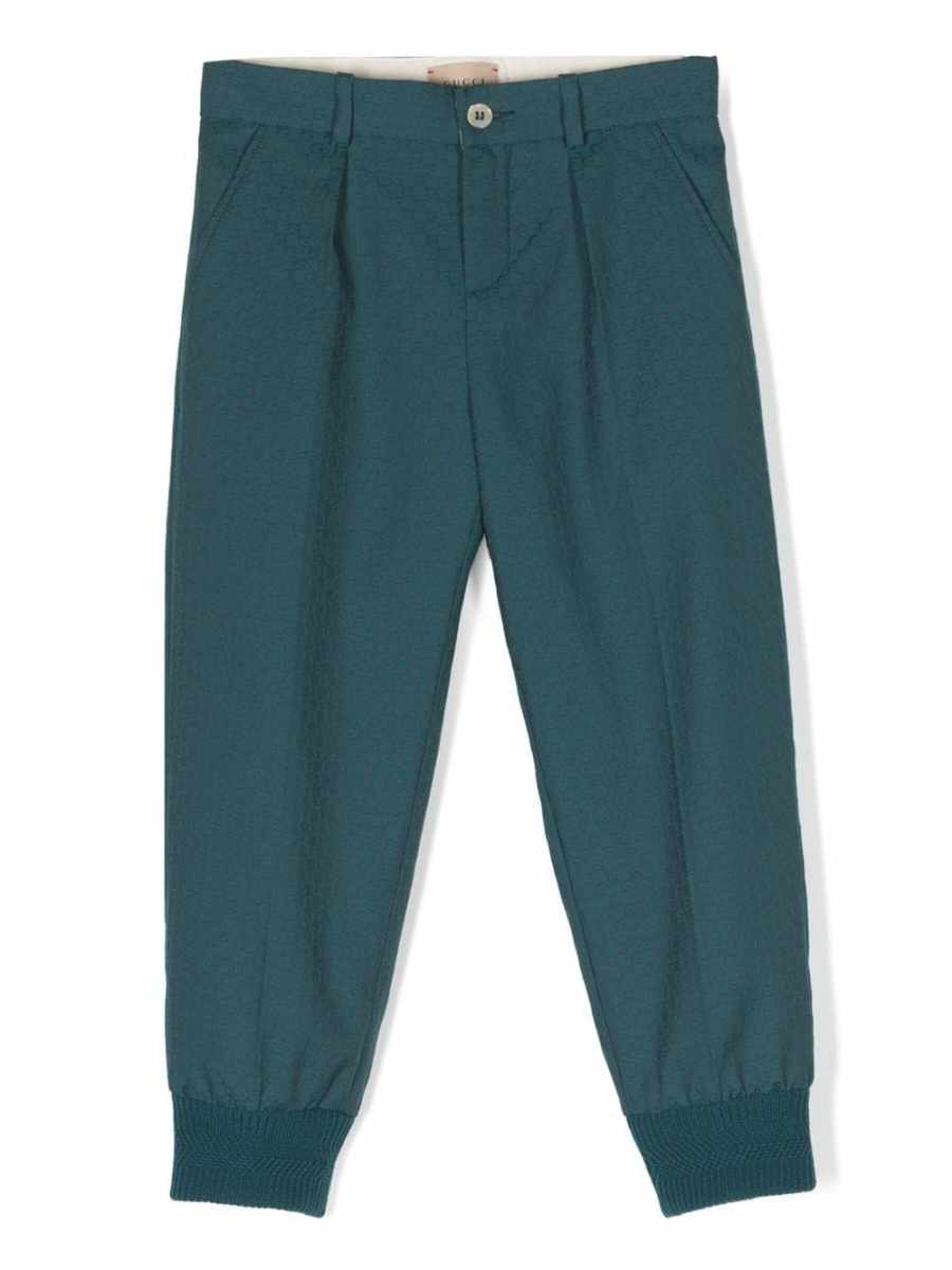 Square G-print wool trousers