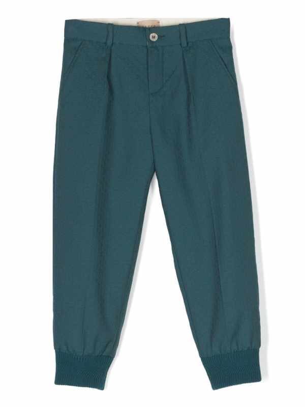 Square G-print wool trousers