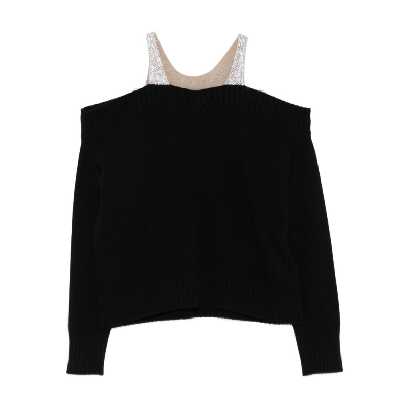 Giuseppe Di Morabito Crystal-embellished Off-shoulder Jumper