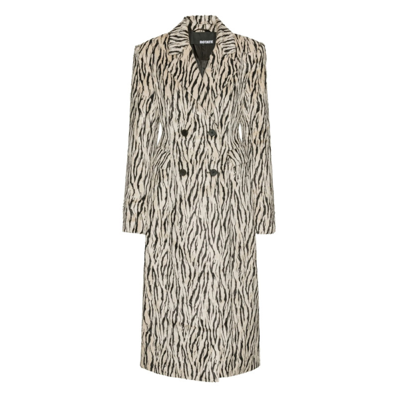 Rotate Zebra-print Double-breasted Coat