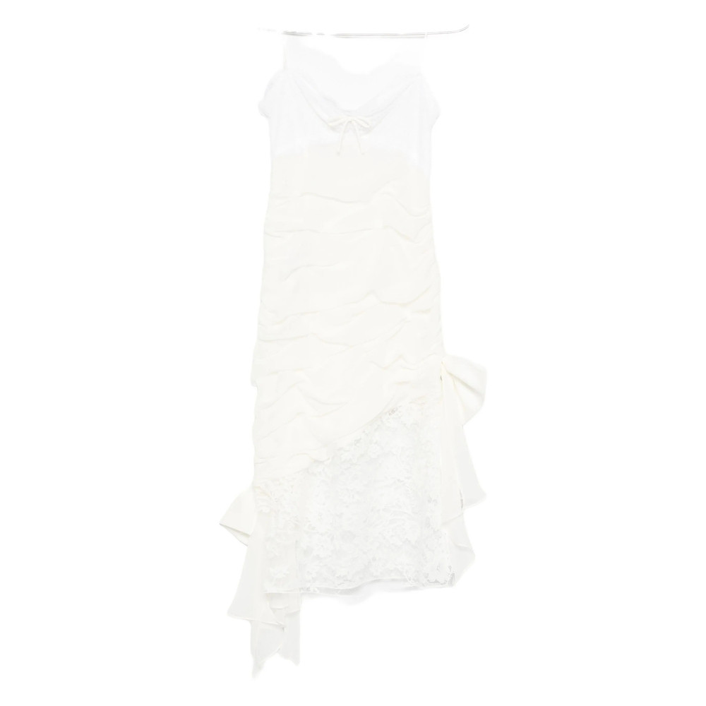 Alessandra Rich Draped Lace Mini Dress