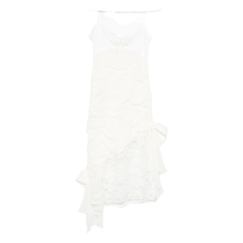 Alessandra Rich Draped Lace Mini Dress