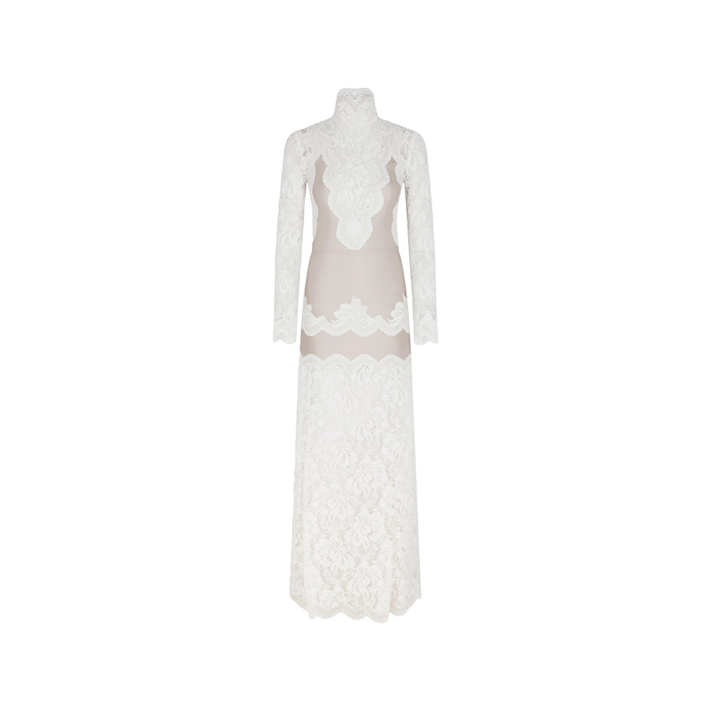 Rabanne Lace-panelled Long-sleeve Maxi Dress