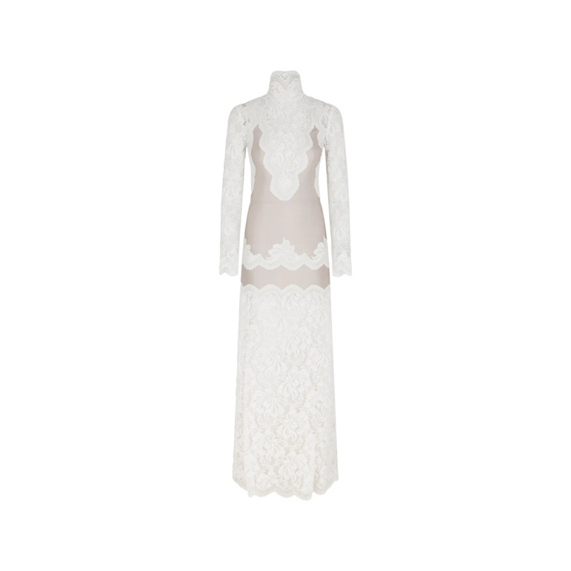 Rabanne Lace-panelled Long-sleeve Maxi Dress