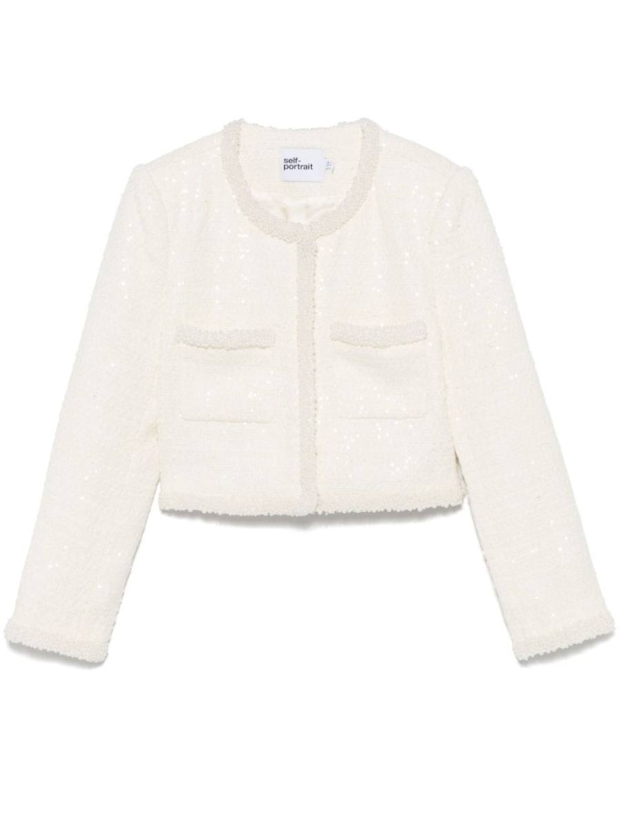 bouclé faux-pearl-trim jacket
