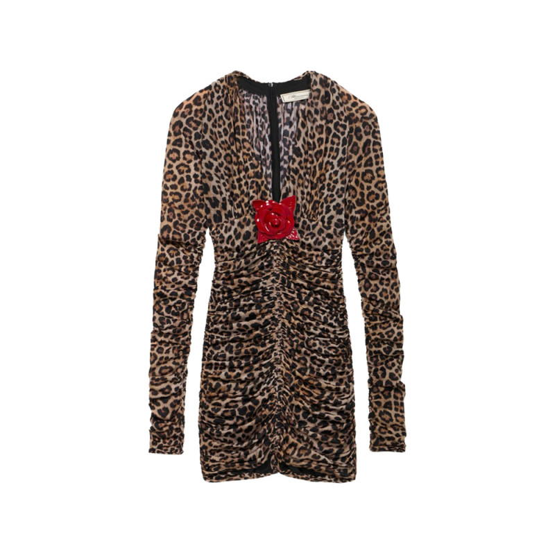 Blumarine Leopard-print Ruched Mini Dress