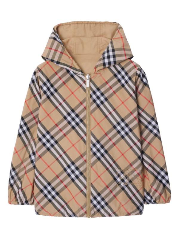 reversible check-pattern cotton jacket