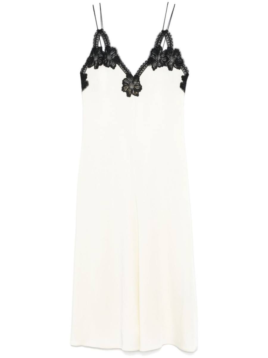 lace-trimmed midi dress