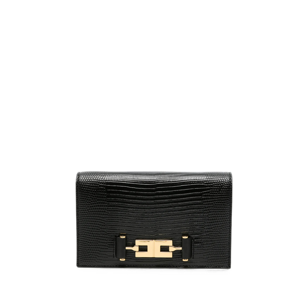 Elisabetta Franchi Lizard-effect Logo-plaque Mini Crossbody Bag