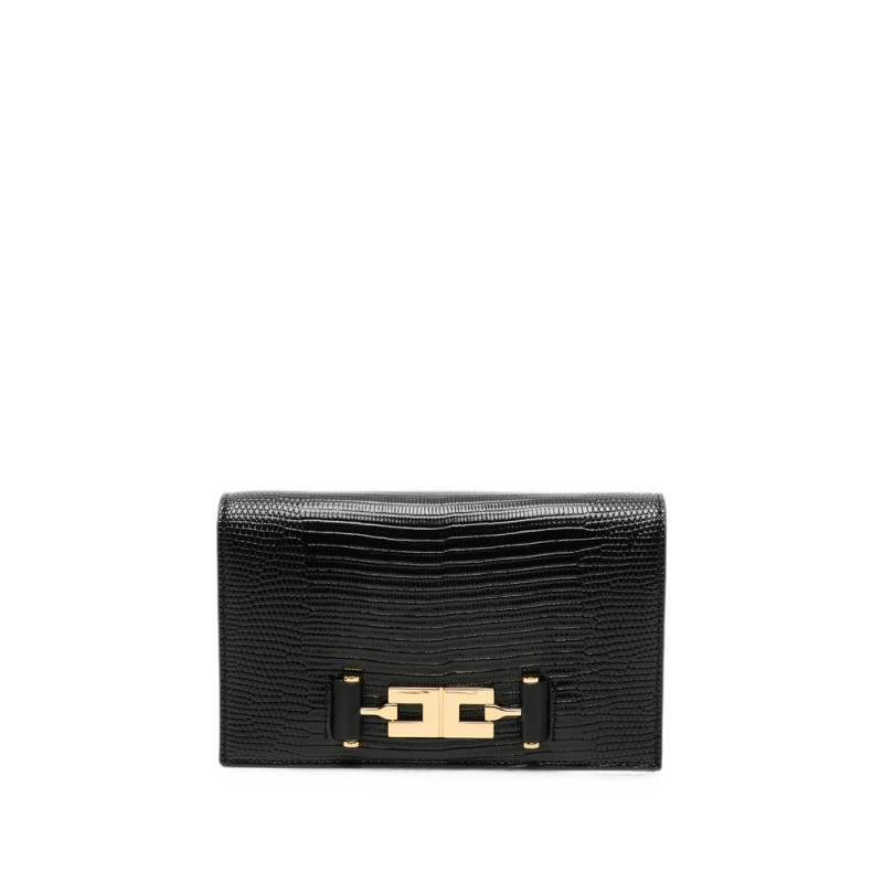 Elisabetta Franchi Lizard-effect Logo-plaque Mini Crossbody Bag