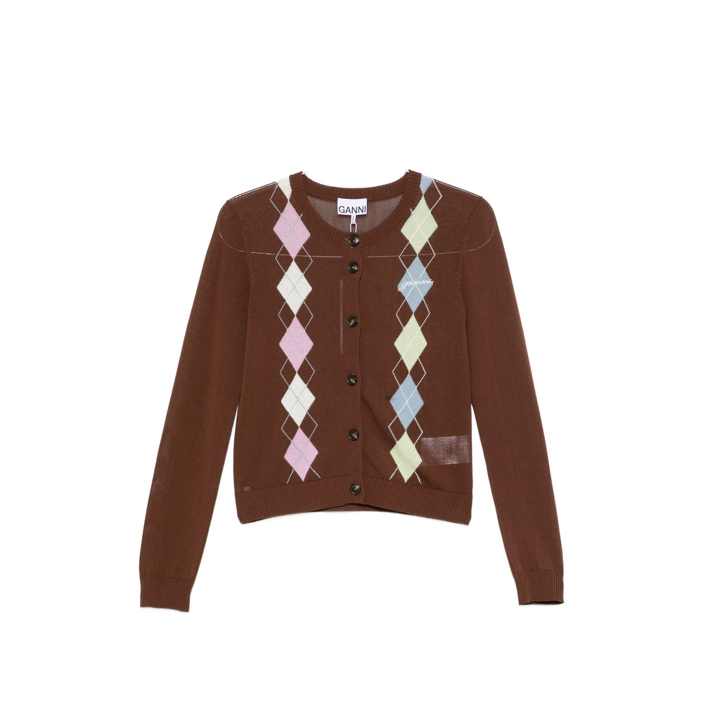 Ganni Argyle-pattern Button-up Cardigan