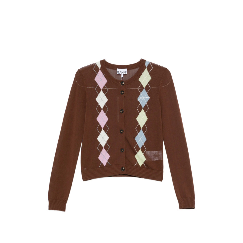 Ganni Argyle-pattern Button-up Cardigan