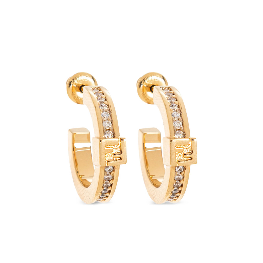 Fendi Ff Crystal Hoop Earrings