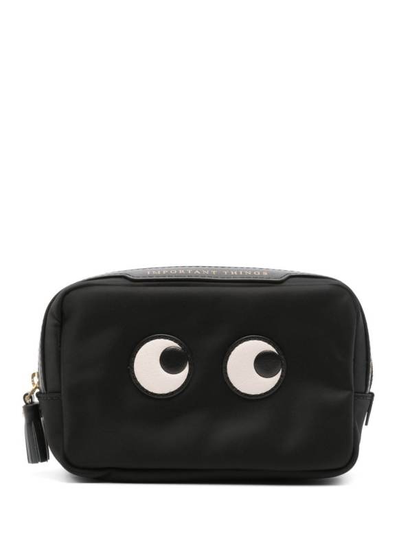 Eyes logo-appliqué make-up bag