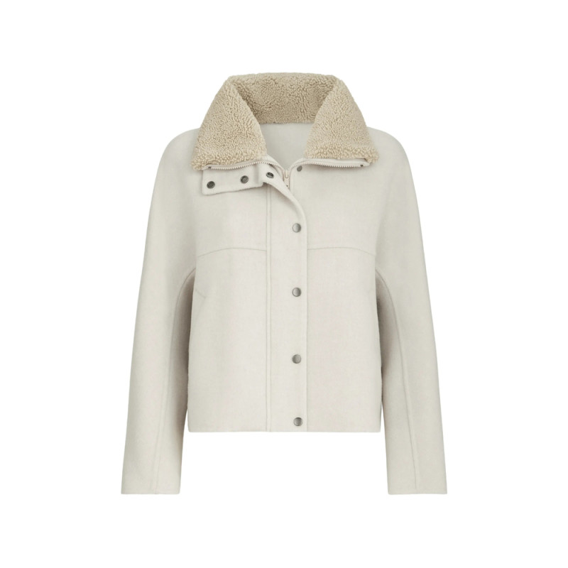 Brunello Cucinelli Hand-crafted Outerwear Jacket In Virgin Wool And Cashmere Double Cloth With Detachable Shearling Insert