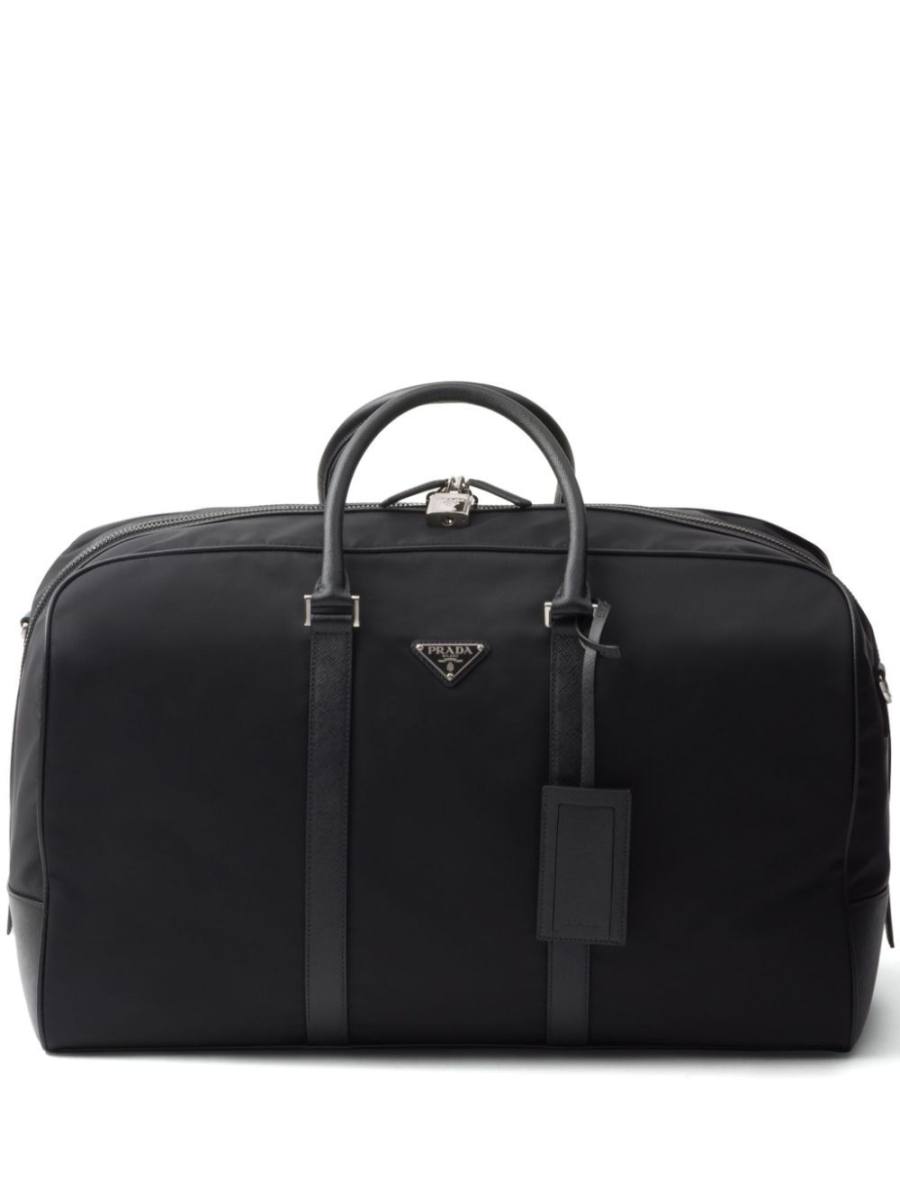Re-Nylon and Saffiano leather duffle bag