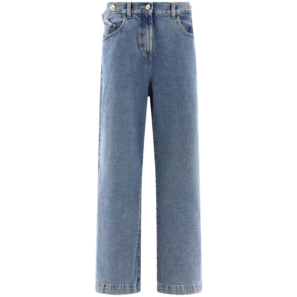 The Attico Embroidered-logo Straight-leg Jeans
