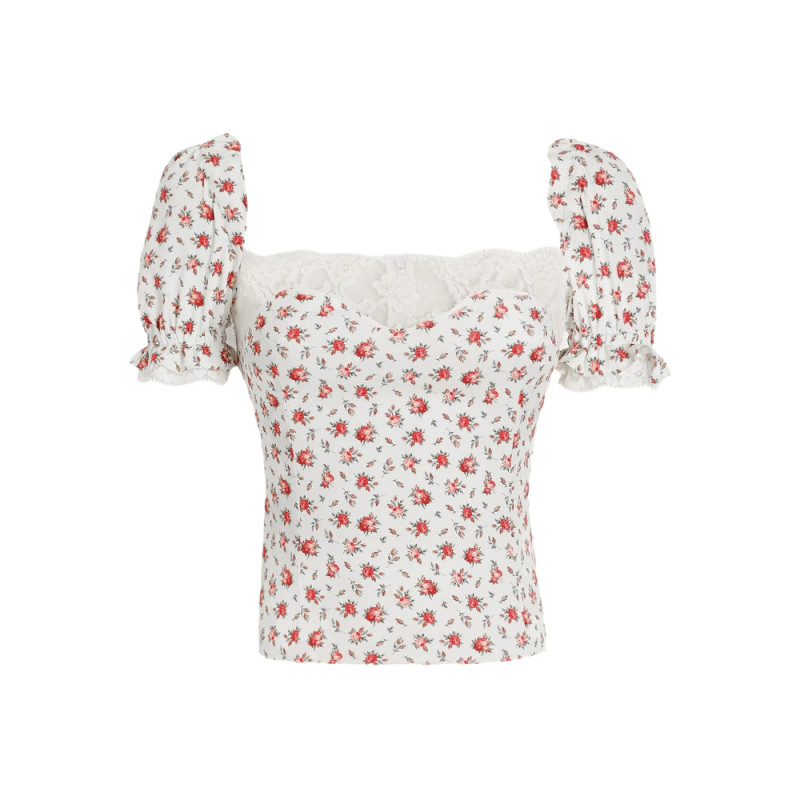Dolce & Gabbana Floral-print Lace-trim Top