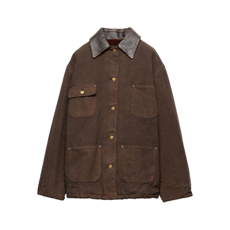 Prada Leather-collar Canvas Jacket